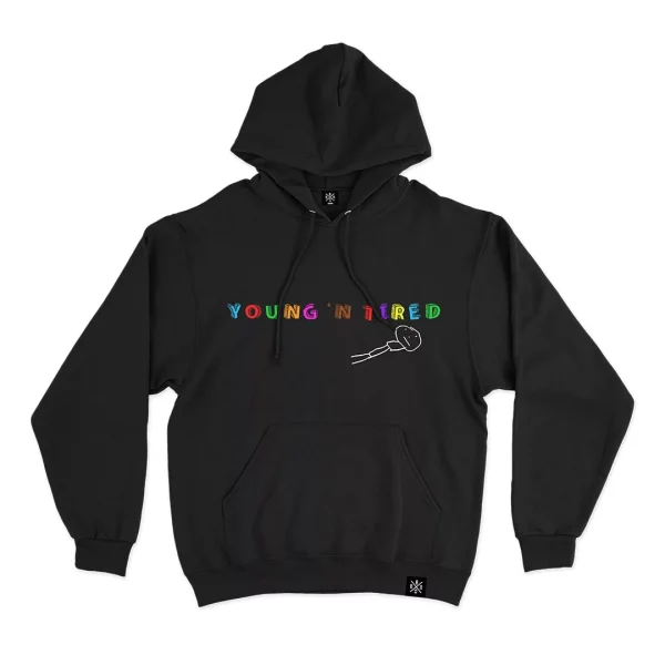 Young n tired Hoodie Black Front MAMPICI