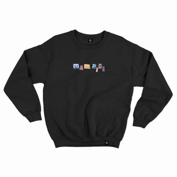 Mampici Letters Crewneck Black Front MAMPICI