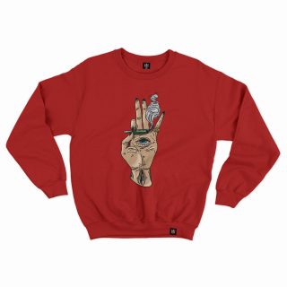 crewneck brkohand red