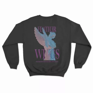 Wings Crewneck Back Black MAMPICI