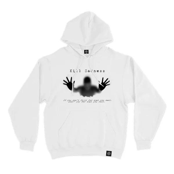 Kill Sadness Hoodie White Front MAMPICI