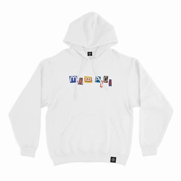 Mampici Letters Hoodie White Front MAMPICI