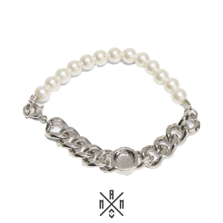 Pearl Flat Chain Bracelet silver - MAMPICI