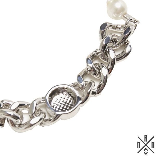 Pearl Flat Chain Bracelet silver - MAMPICI